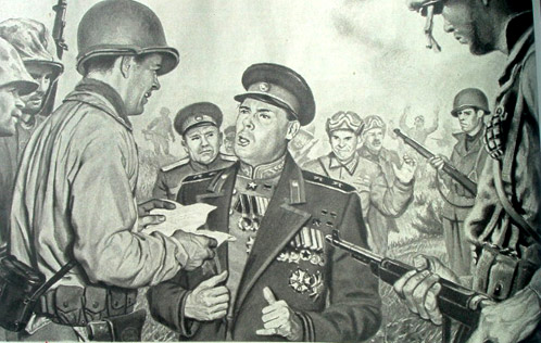По воле авторов рисунка из журнала Collier’s, генерал Василий Сталин добровольно сдался в плен.