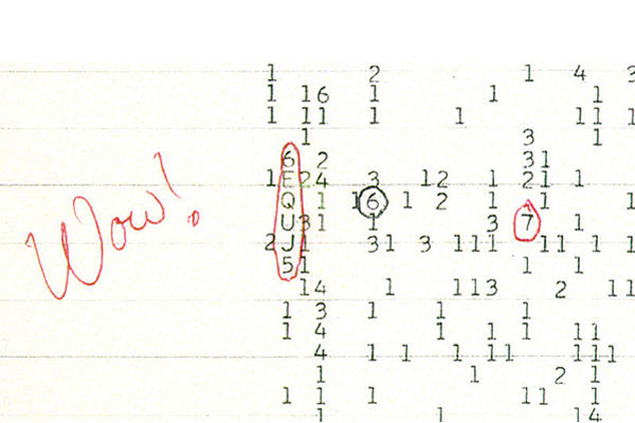 Запись сигнала, полученного из созвездия Стрельца в 1977 году