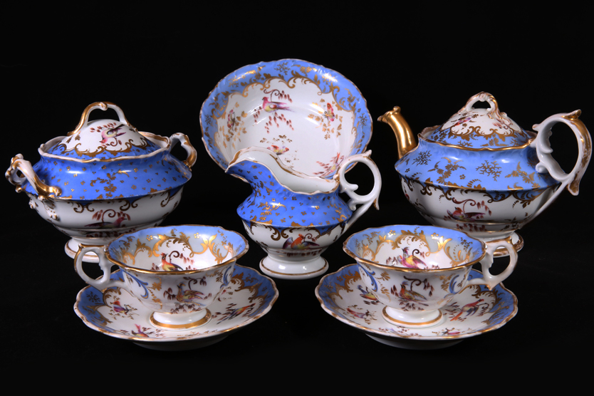 Чайный сервиз с ручной росписью в восточном стиле. Ранний период, 1835-1850е годы.