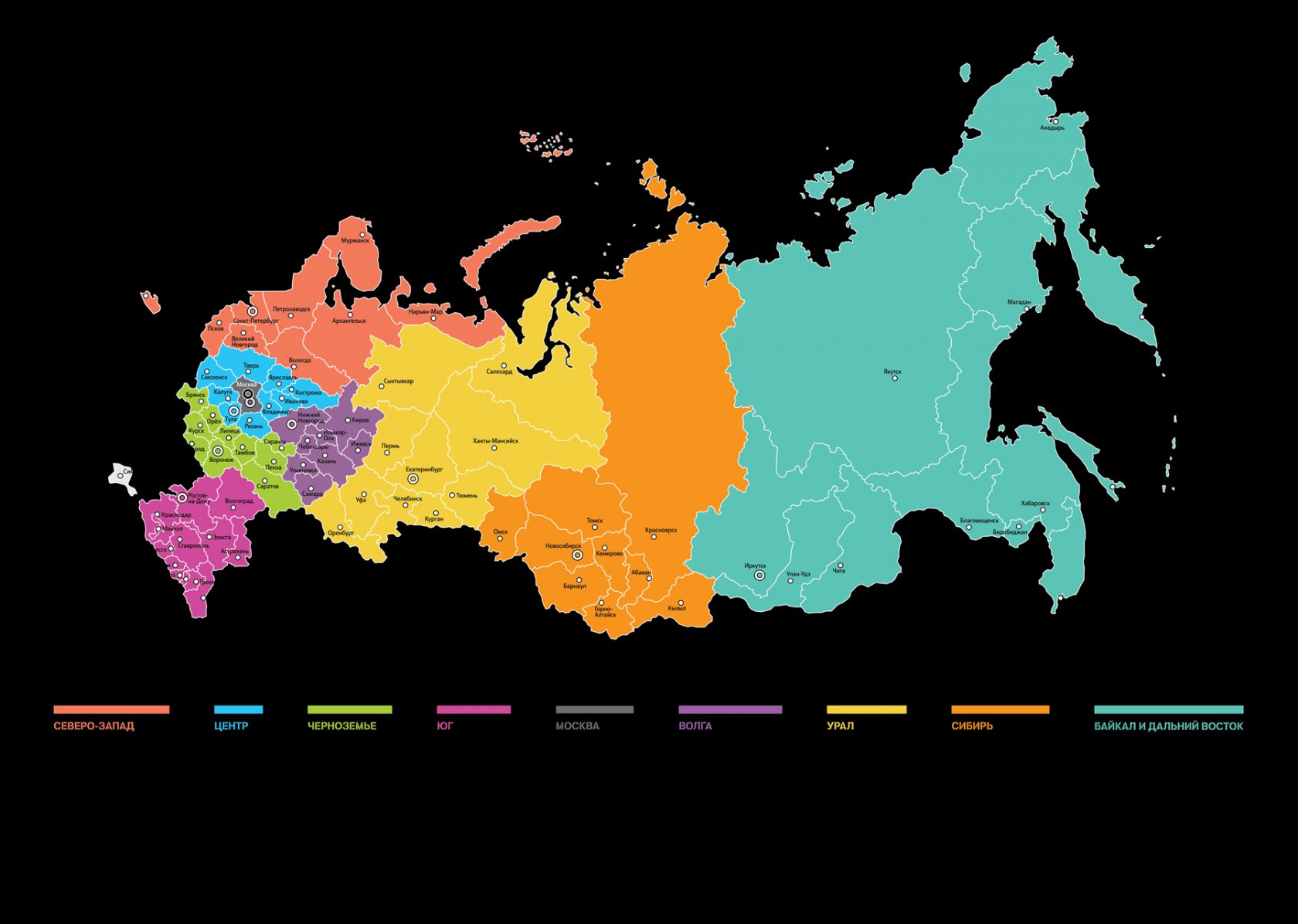 Карта сибири и дальнего востока с регионами